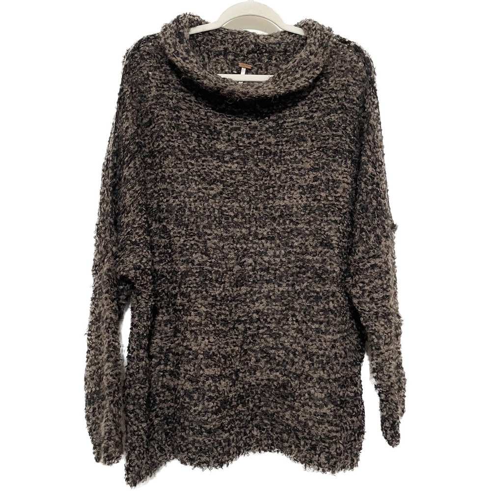 FREE PEOPLE | Brown Black Mock Turtleneck Sweater Size Small B32